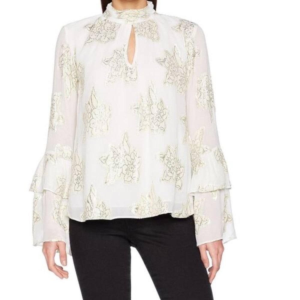 Miss Selfridge White Keyhole Shimmery Top